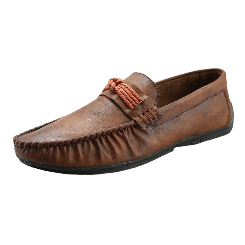 Men's Gray Leather Loafers