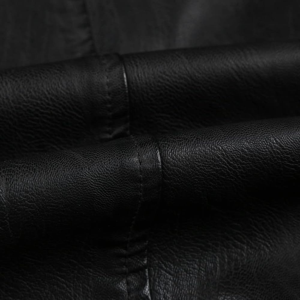 Men's Lather Jacket Casual Stand Collar Pu Faux Zip Motorcycle Bomber Jacket