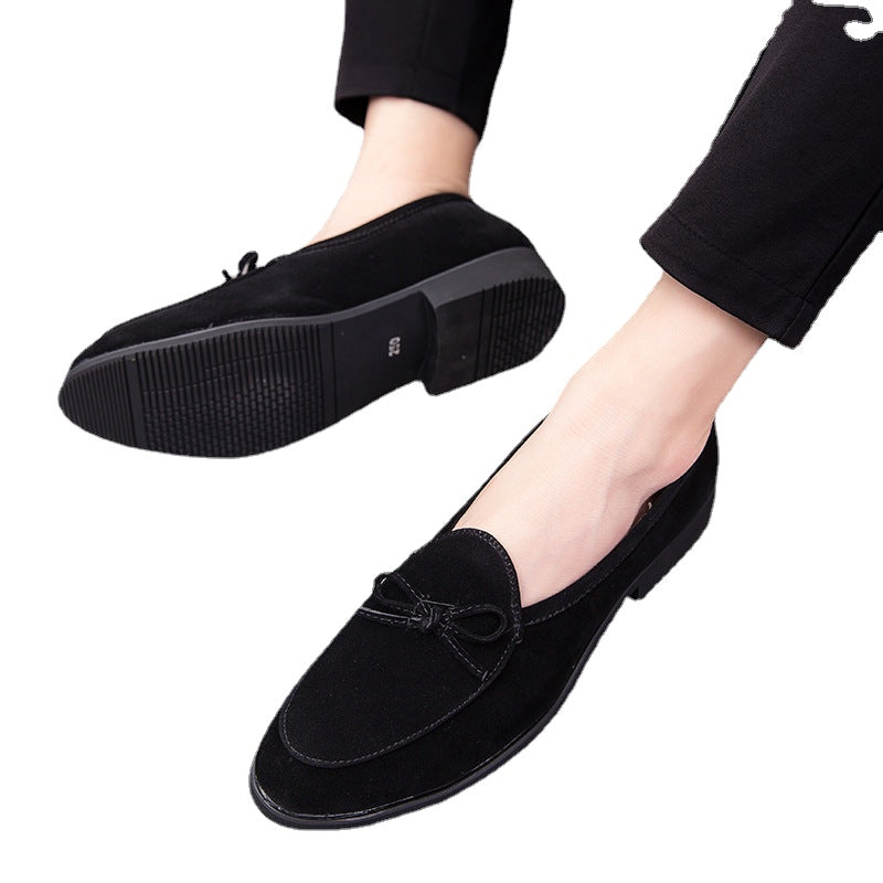 Men's Black Leather Formal Shoes, Pointed Toe, British Style, Style 5735