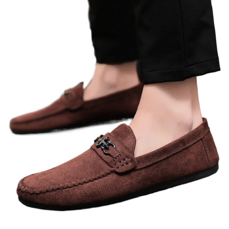 Waterproof casual sports men's one-foot loafer Doudou small leather shoes lazy fashion youth formal men's shoes handmade