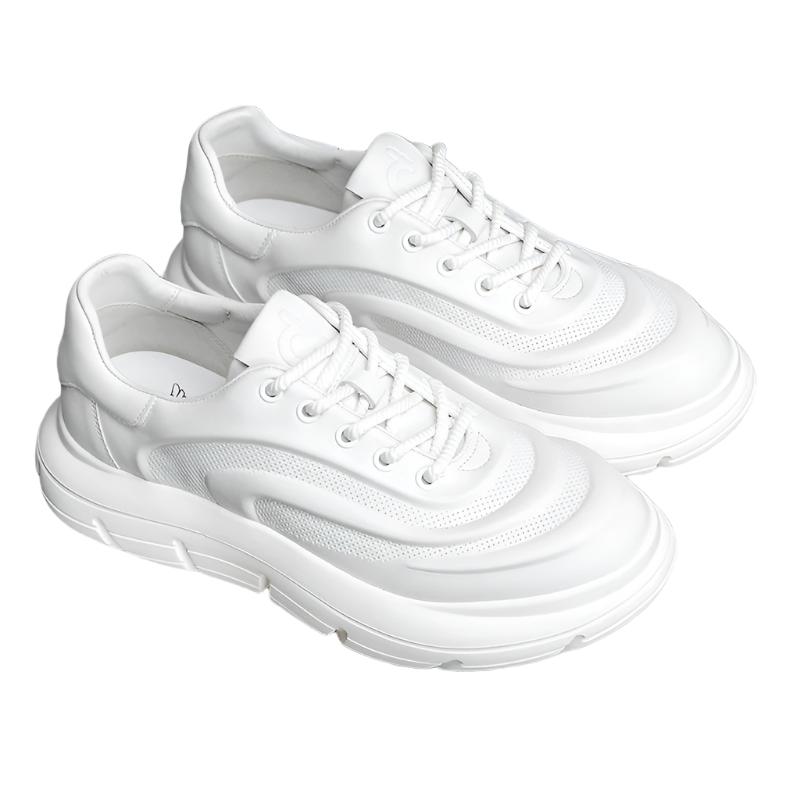 TNV Casual Genuine Leather Shoes Thick Bottom Sneakers Laces Up Breathable DS06037