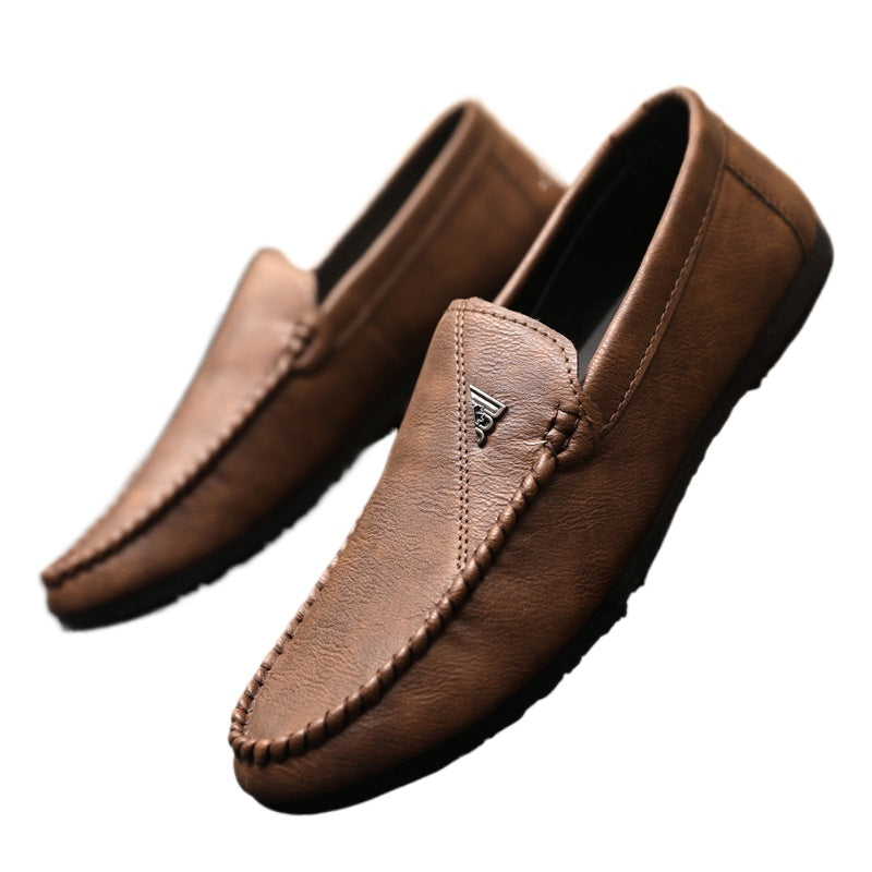 Lazy comfortable one-pedal loafers non-slip men's shoes British spring dress single shoes Wenzhou leather shoes business breathable