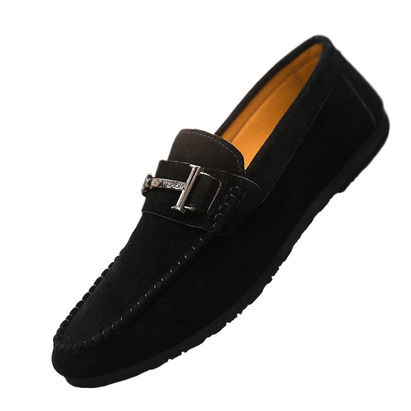 Loafers single shoes low top round head lazy shoes men's 2024 comfortable handmade leather shoes soft sole casual one pedal