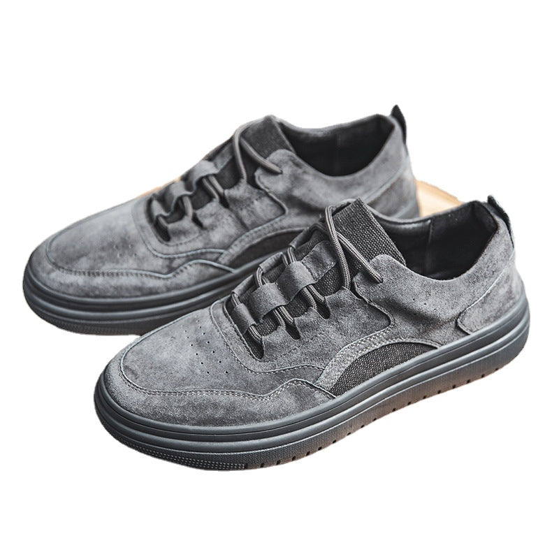 Workwear board shoes for men's fall style, low top, lacing, flat pig skin, interior height, vintage color, casual men's shoes, call agency