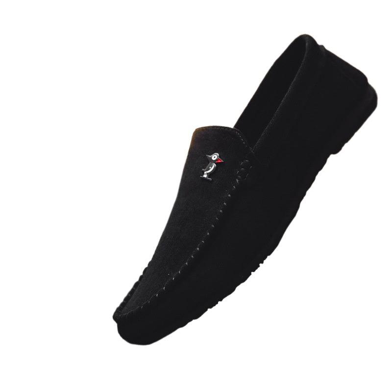 2024 new boys Korean version of British trendy shoes summer social people black loafers men's personality men's casual shoes