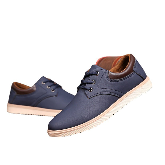 Work waterproof and non-slip big head leather shoes men's tooling shoes casual shoes Korean men's shoes spring tide shoes a generation.(P)