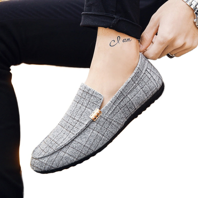 Autumn casual shoes trendy shoes cloth shoes Doudou shoes men's lazy shoes breathable one pedal men's shoes foreign trade large size 384546