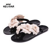 Summer Jell-O Shoes Three-dimensional Camellia Slipper Female