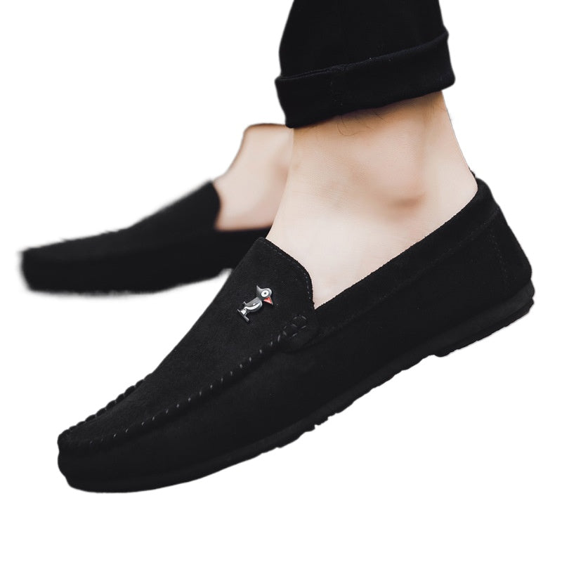 2024 new boys Korean version of British trendy shoes summer social people black loafers men's personality men's casual shoes