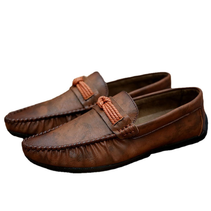 Men's Gray Leather Loafers