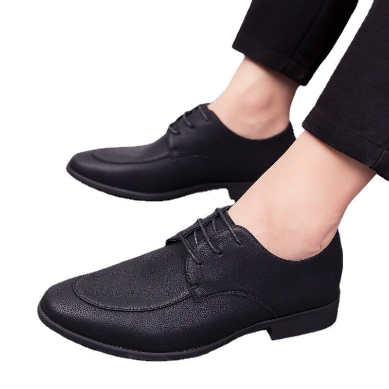 24 spring British men's business casual shoes men Korean version of pointed trend youth tie formal men's shoes