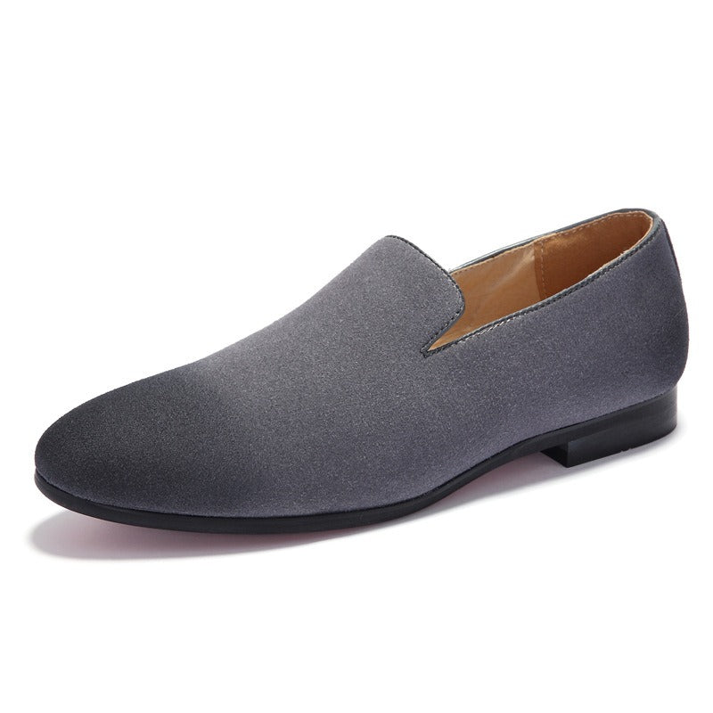 Men Slip On Round Burnished Toe Faux Leather Slip Resistant Block Heel Low Top Non Slip Anti-slip Walking