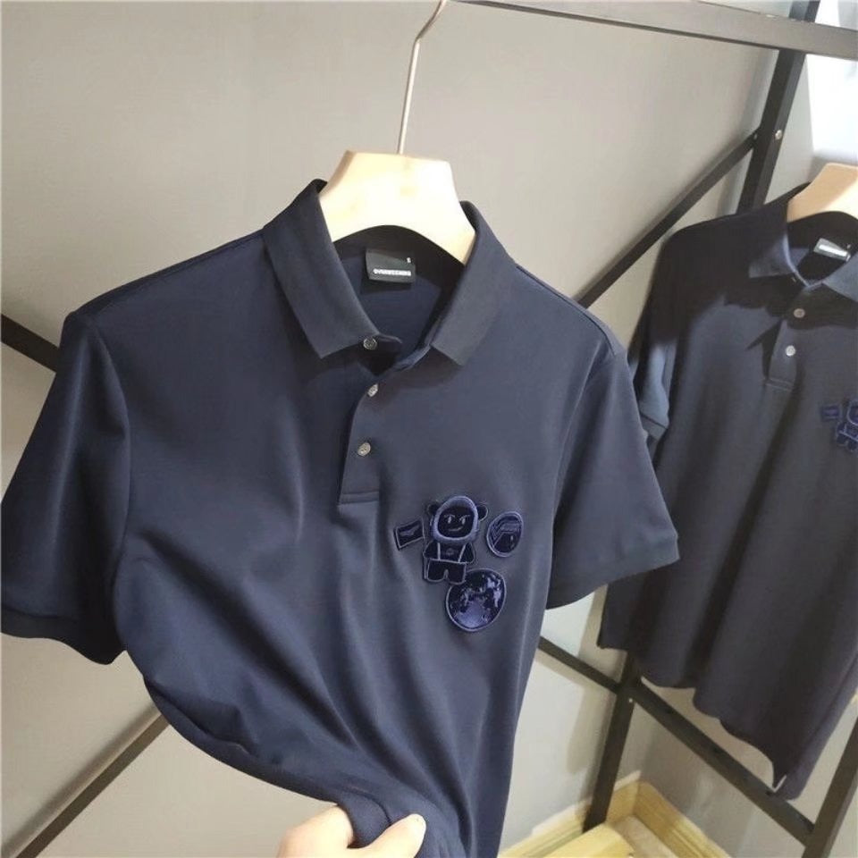 Polo shirt boys' short-sleeved T-shirt trendy student versatile half-sleeved summer lapel top trendy brand youth T-shirt