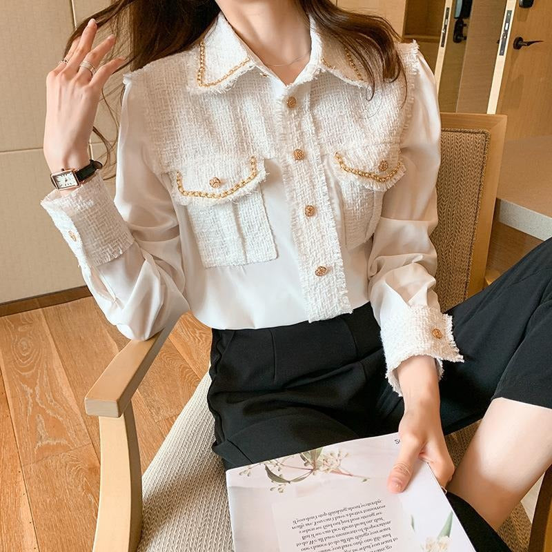 Japanese and Korean shirts for women spring 2023 new shirt design niche shirts fashionable western shirt tops