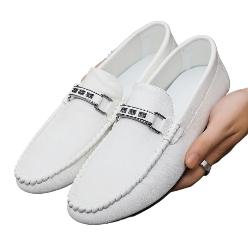 Men's shoes summer 204 new breathable men's casual leather shoes one pedal non-slip British style beanie shoes loafers