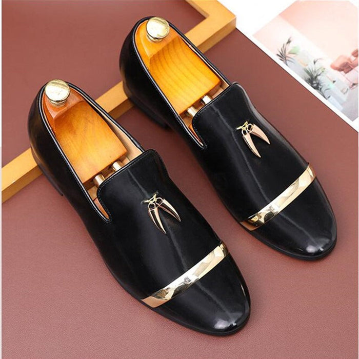 Slip-on British style business casual leather shoes, large size men's summer breathable 2025 new trendy men's beanie shoes(P)