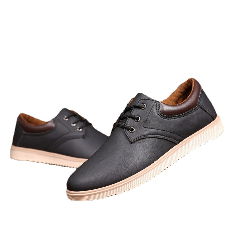 Men's Black Leather Casual Shoes, Style 1527