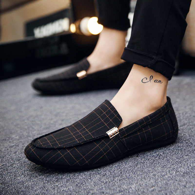Autumn casual shoes trendy shoes cloth shoes Doudou shoes men's lazy shoes breathable one pedal men's shoes foreign trade large size 384546
