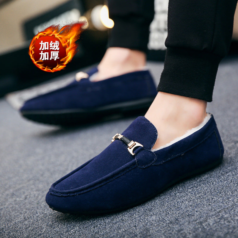Autumn and winter velvet cotton shoes warm casual shoes trendy men velvet beanie shoes men lazy shoes cover feet one pedal men's shoes