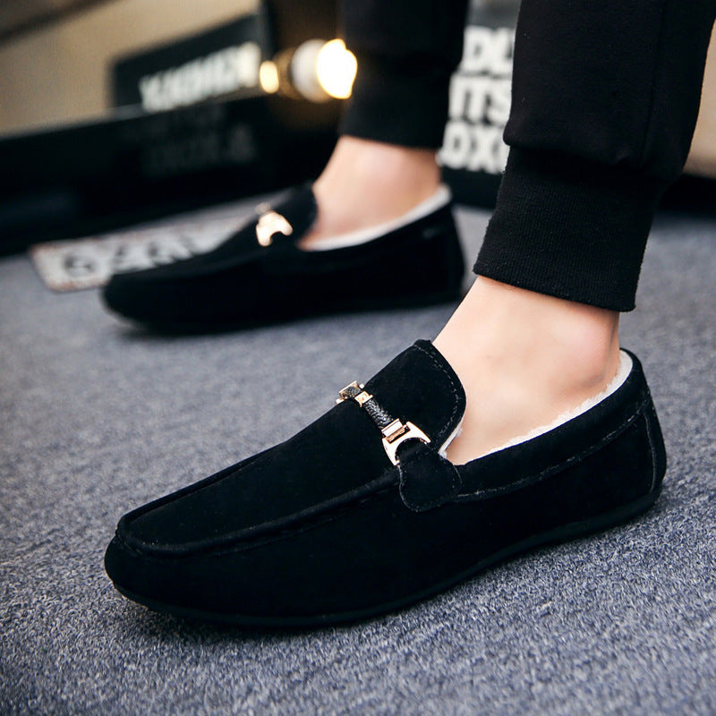 Autumn and winter velvet cotton shoes warm casual shoes trendy men velvet beanie shoes men lazy shoes cover feet one pedal men's shoes