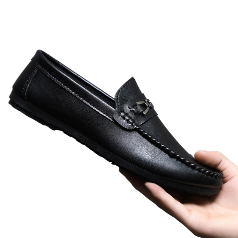 2024 new summer casual lightweight beanie shoes men's loafers street shooting spirit guy leather waterproof men's shoes