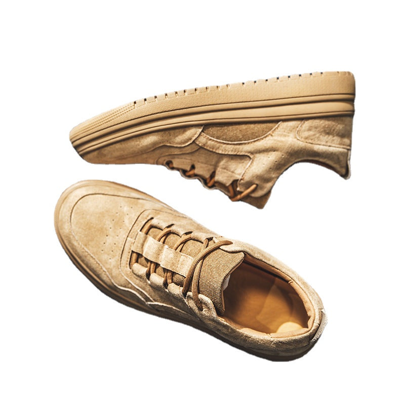 Workwear board shoes for men's fall style, low top, lacing, flat pig skin, interior height, vintage color, casual men's shoes, call agency