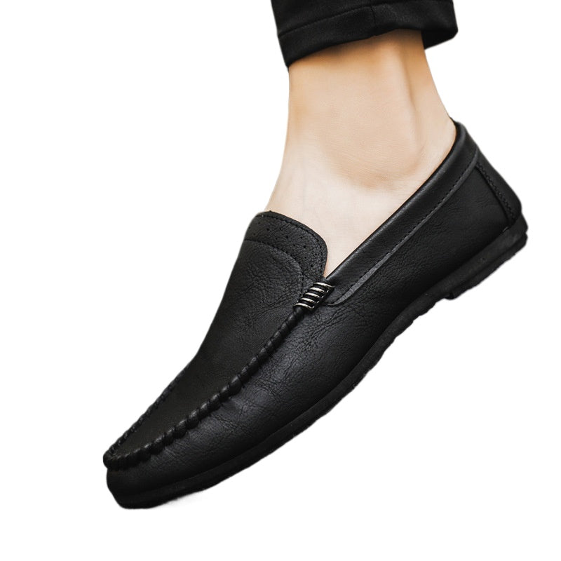 Breathable spirit guy casual Internet celebrity men's business soft leather men's shoes leather surface simple style love bean shoes fashion