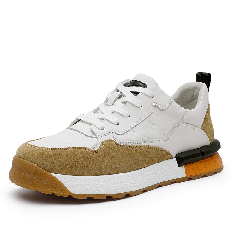 TNV Casual Leather Shoes Genuine Leather Thick Bottom Sneakers Laces Up Breathable DS3319
