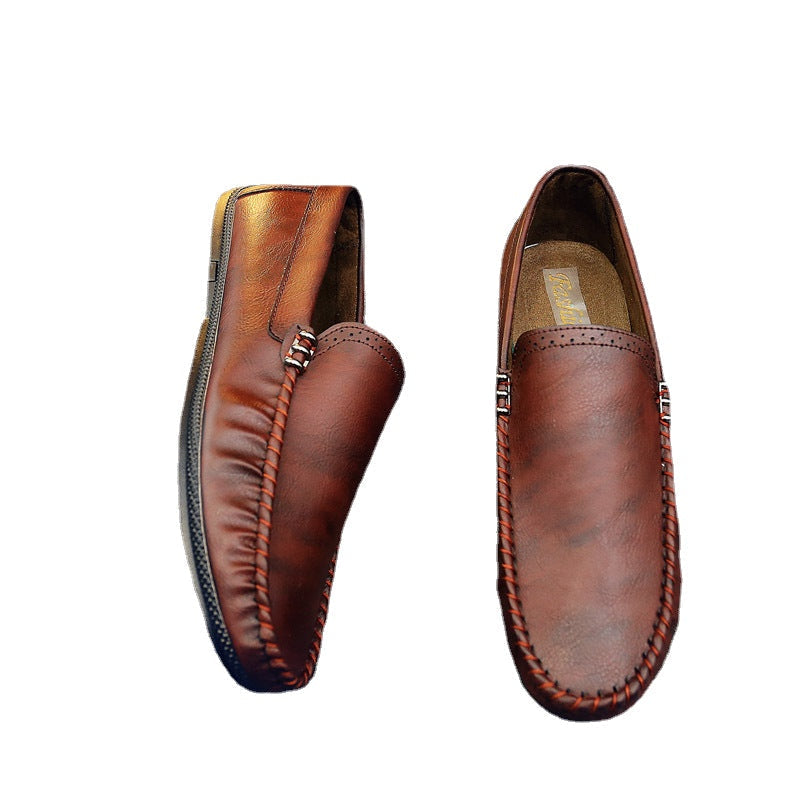 Men's Gray Leather Loafers