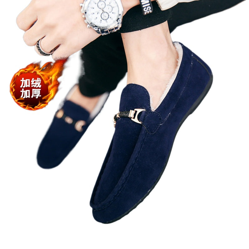 Autumn and winter velvet cotton shoes warm casual shoes trendy men velvet beanie shoes men lazy shoes cover feet one pedal men's shoes
