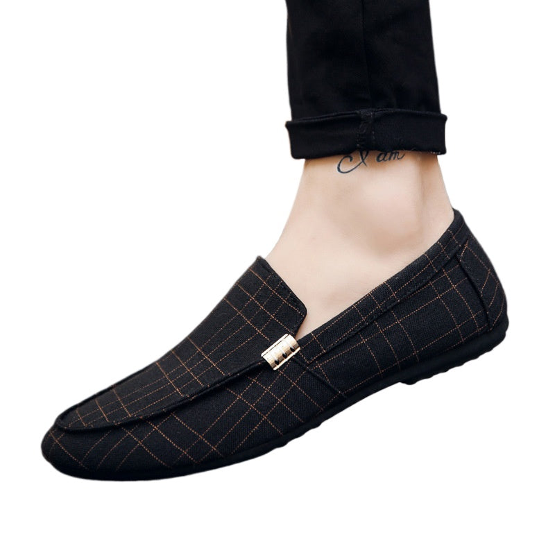 Autumn casual shoes trendy shoes cloth shoes Doudou shoes men's lazy shoes breathable one pedal men's shoes foreign trade large size 384546