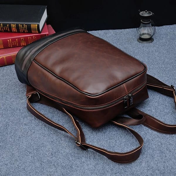 New Men Vintage Brown Backpack Laptop Bag Preppy Style Fashion