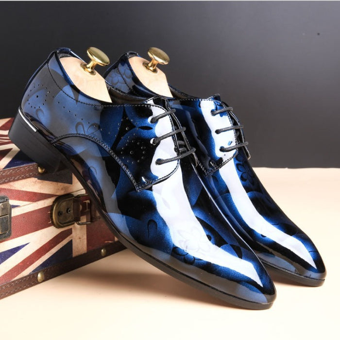 Cross-border large-size leather shoes, fashionable business formal shoes for men, bright leather pointed toe shoes, size 50