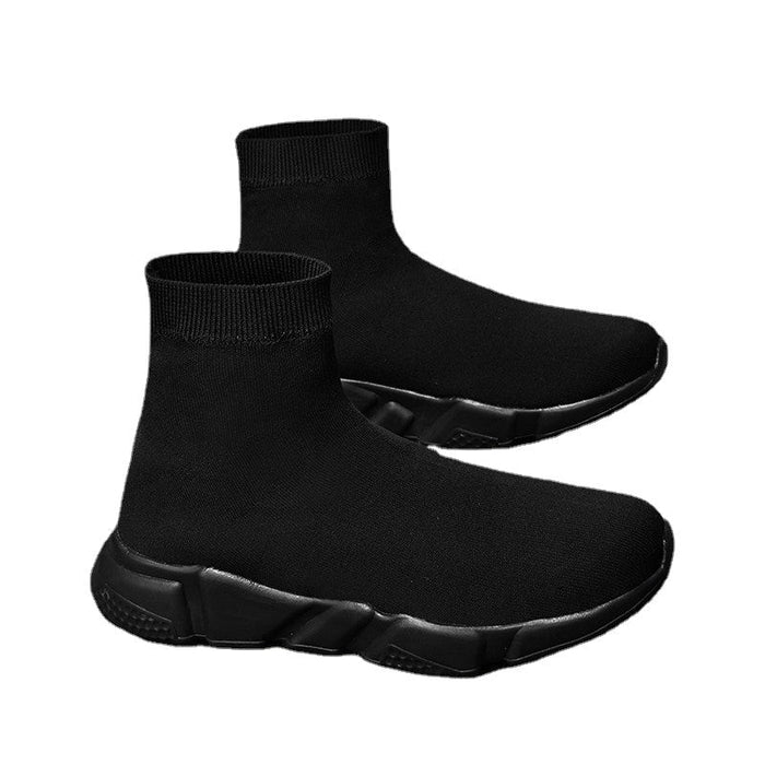 Men's Shoes Women's Shoes Fabric Sock Shoes Men's Lazy Sticky Leather Top Sneakers(P)