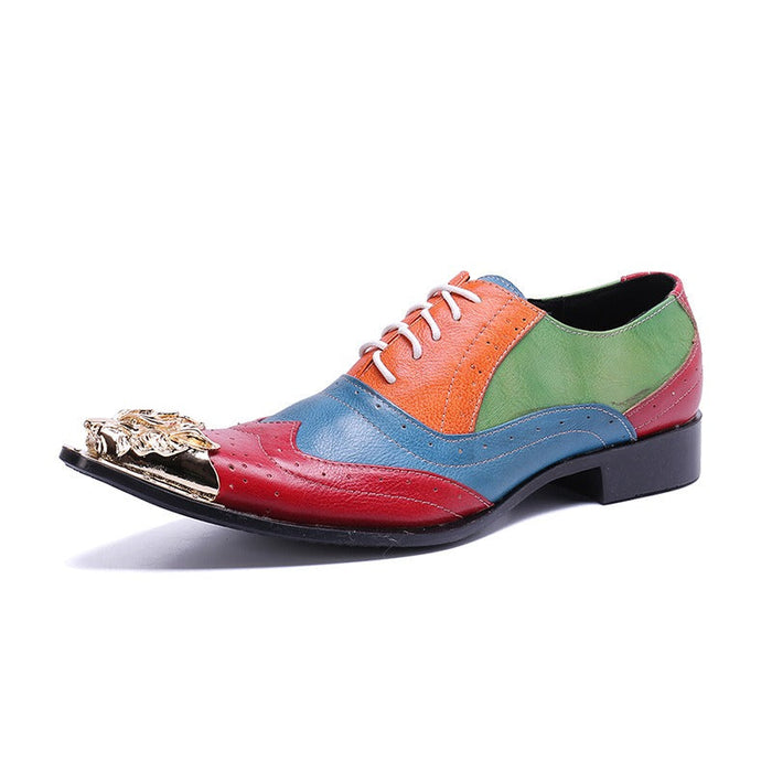 new men's shoes spring formal leather shoes men's genuine leather heightening business men's lace-up British pointed-toe wedding shoes(P)