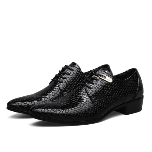New Imitate Snake Leather Men Oxford Shoes Lace Up Casual Business Men Pointed Shoes Brand Men Wedding Men Dress Boat Shoes