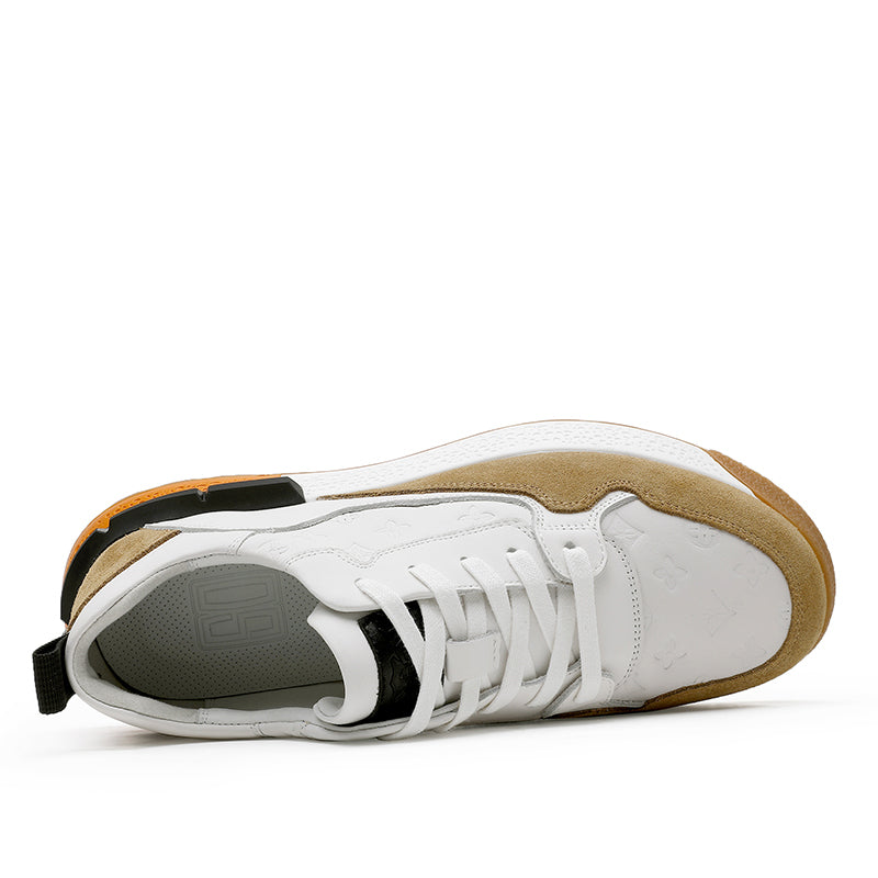 TNV Casual Leather Shoes Genuine Leather Thick Bottom Sneakers Laces Up Breathable DS3319