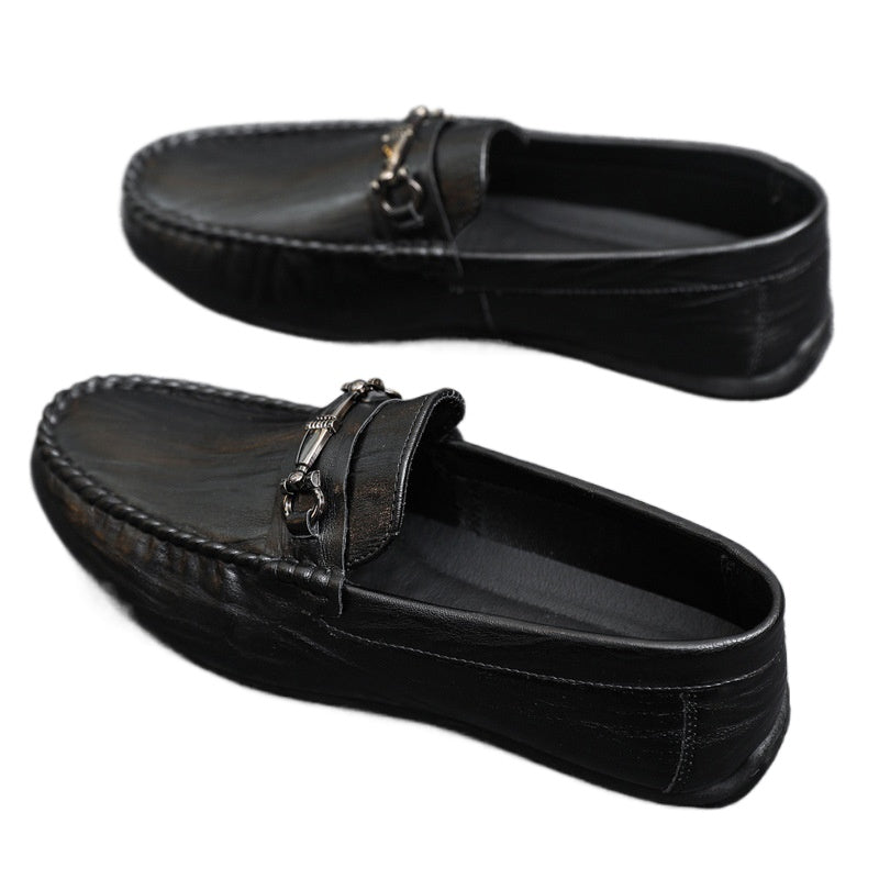 One-pedal loafers summer lazy dress soft-soled single shoes men's trend high-end low-top British men's shoes
