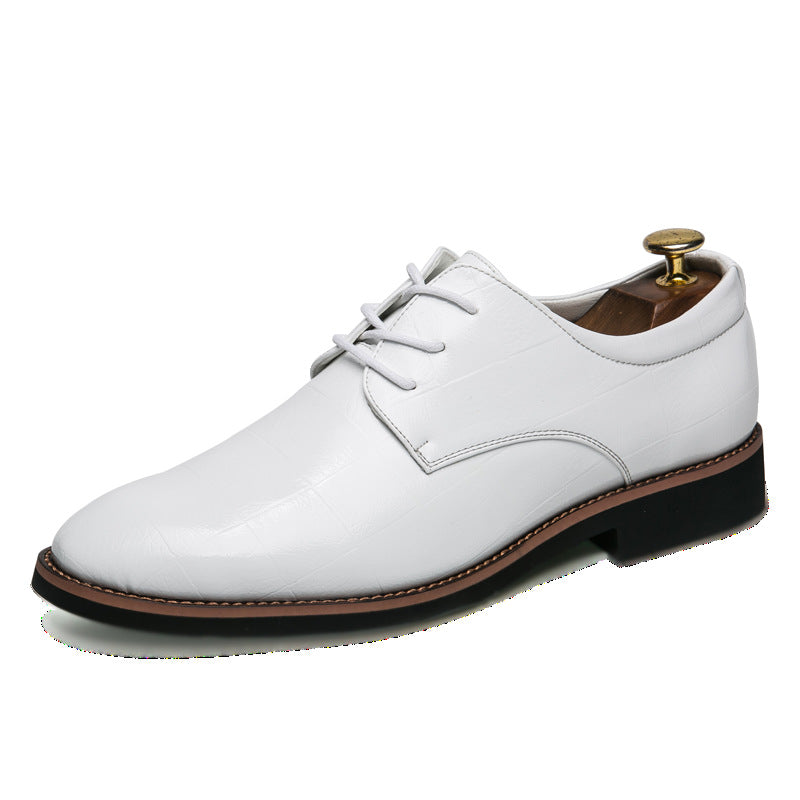 New cross-border popular leather shoes men's business leisure Korean Plaid small leather shoes wholesale