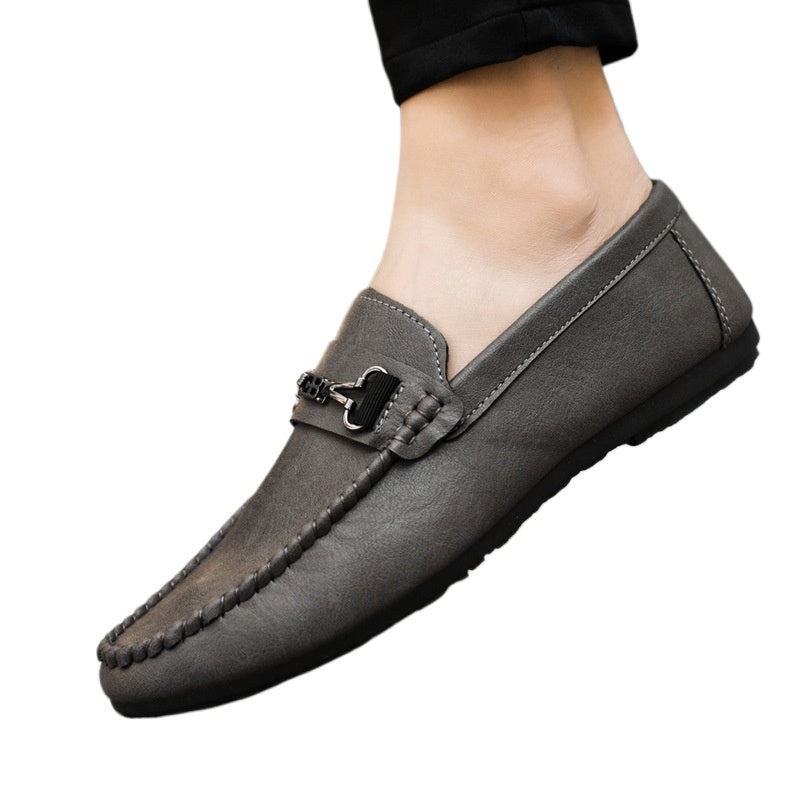 Premium boys shoes men's shoes one-pedal fashion leather dress leather shoes men's loafers Doudou shoes Korean version casual