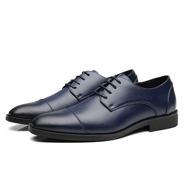 Spring new pointed-toe lace-up business dress leather shoes for men, british style brogue cross-bord