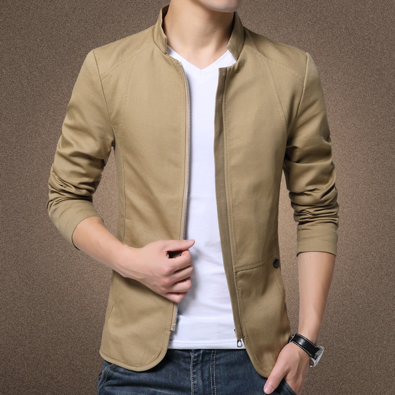 Men's jacket casual washed jacket men's 2018 spring and autumn new Korean version slim handsome pure cotton outer clothes men trend