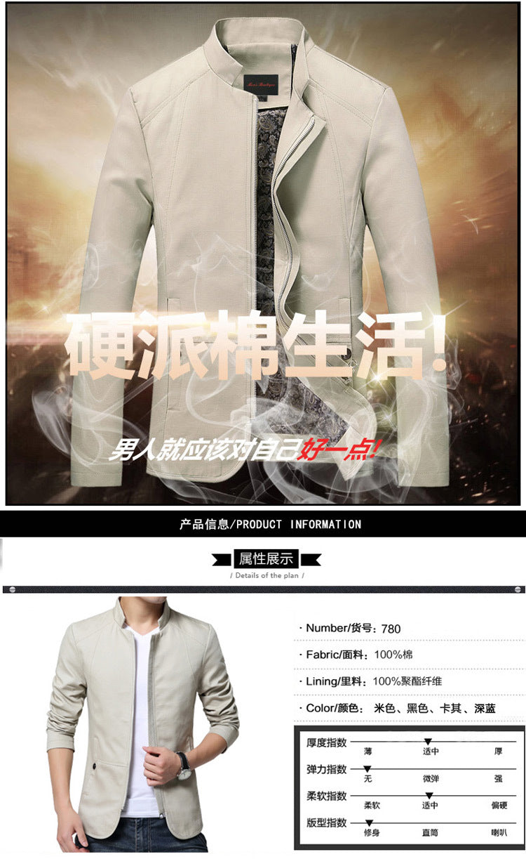Men's jacket casual washed jacket men's 2018 spring and autumn new Korean version slim handsome pure cotton outer clothes men trend