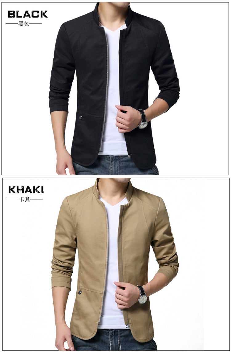 Men's jacket casual washed jacket men's 2018 spring and autumn new Korean version slim handsome pure cotton outer clothes men trend