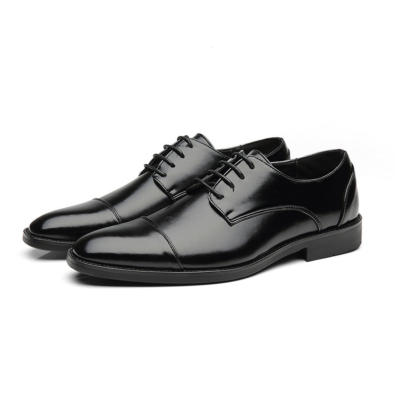 Spring new pointed-toe lace-up business dress leather shoes for men, british style brogue cross-bord