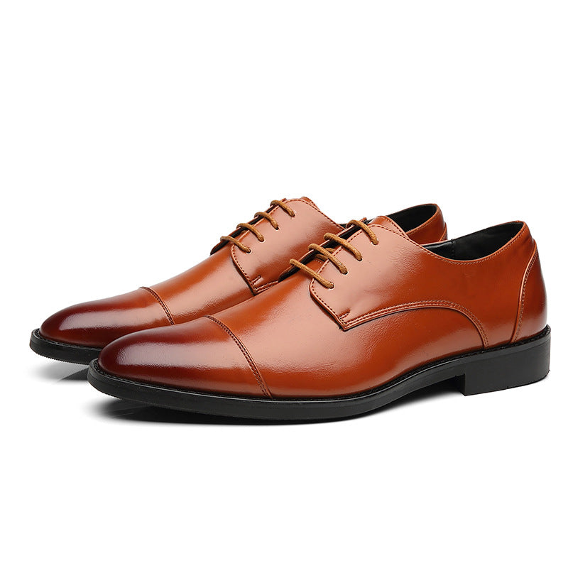 Spring new pointed-toe lace-up business dress leather shoes for men, british style brogue cross-bord