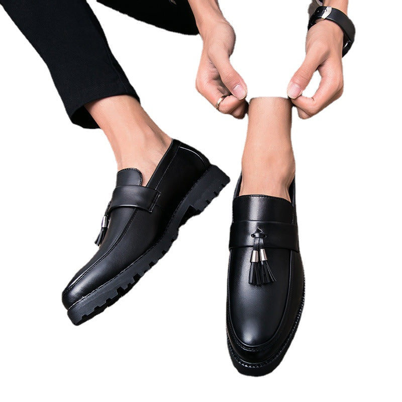 British men's pointed casual leather shoes nightclub hairstylist increases smesand slack shoes retro matching men's shoes