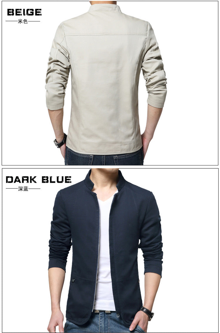 Men's jacket casual washed jacket men's 2018 spring and autumn new Korean version slim handsome pure cotton outer clothes men trend