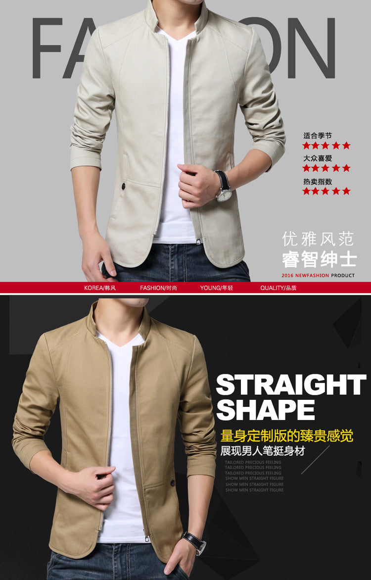Men's jacket casual washed jacket men's 2018 spring and autumn new Korean version slim handsome pure cotton outer clothes men trend