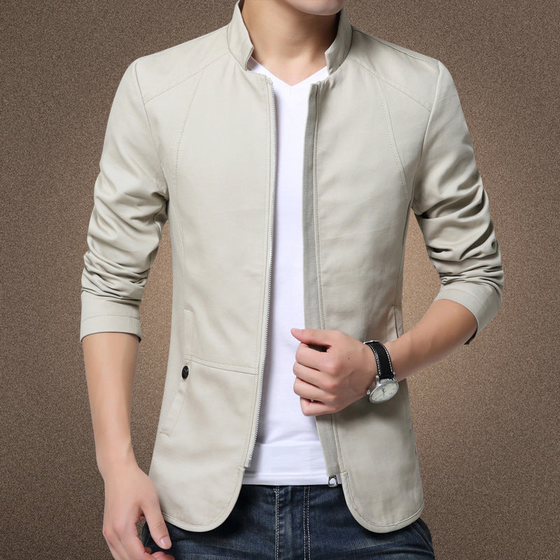 Men's jacket casual washed jacket men's 2018 spring and autumn new Korean version slim handsome pure cotton outer clothes men trend